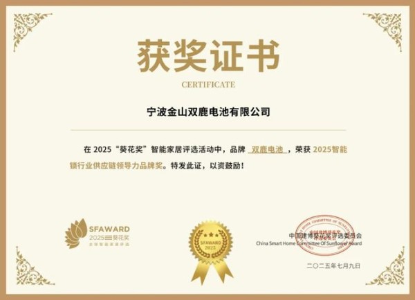 获奖公告：双鹿电池斩获2项葵花奖