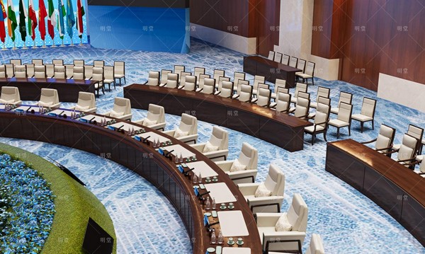 上合峰会主会场会议桌效果图