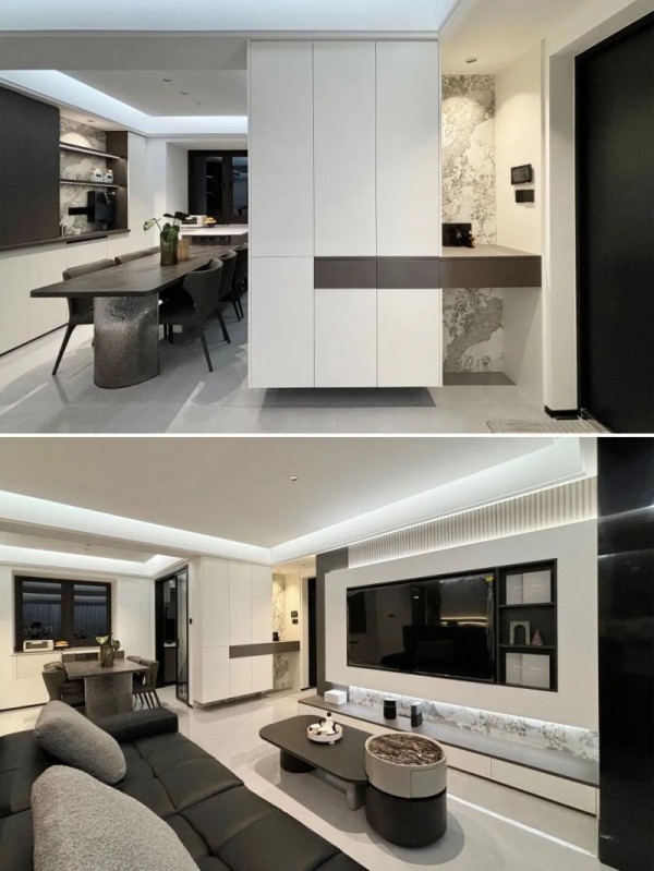 全友案例丨130㎡现代时尚风，黑白配色质感真绝了！