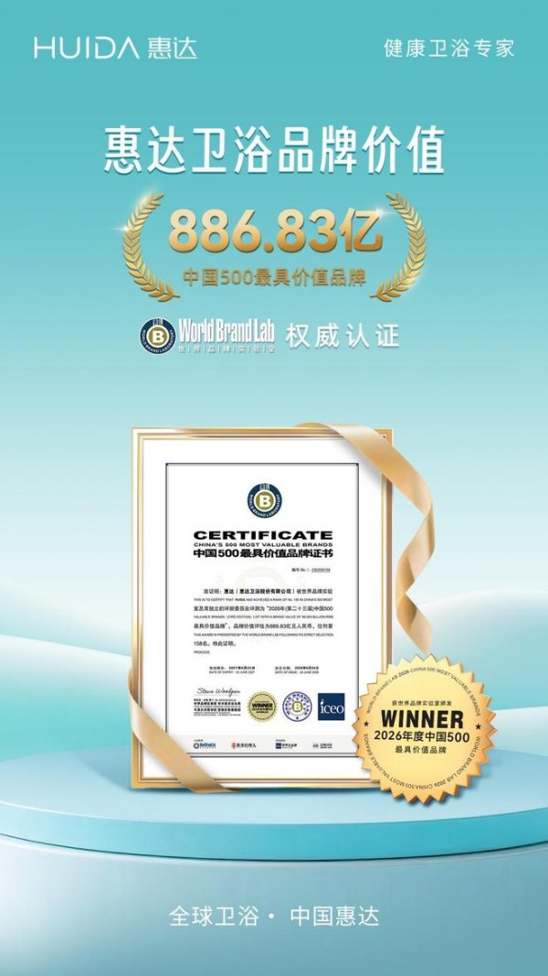 惠达卫浴:连续8年上榜亚洲品牌500强,锻造人工智能时代的国际品牌领导力